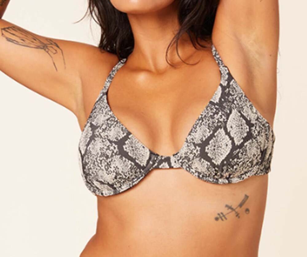 NWT Andie Women's The Sicily Swim Bikini Top Textured Snakeprint Size S